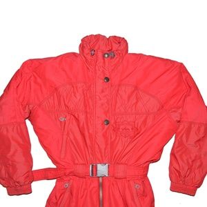 Vintage Ski Suit Womens Small Pink Snowsuit Jumper